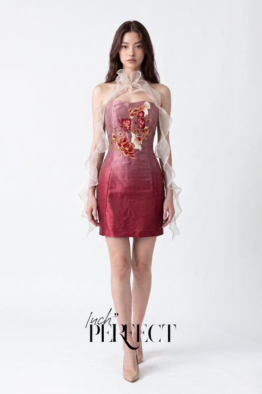 Koilie Ombre Shimmer Cheongsam (Fuchsia)