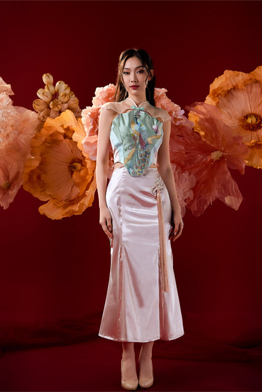 Qin Qin Midi Skirt (Soft Pink)