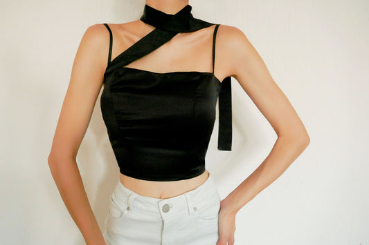 Roxanne Black Sash Top