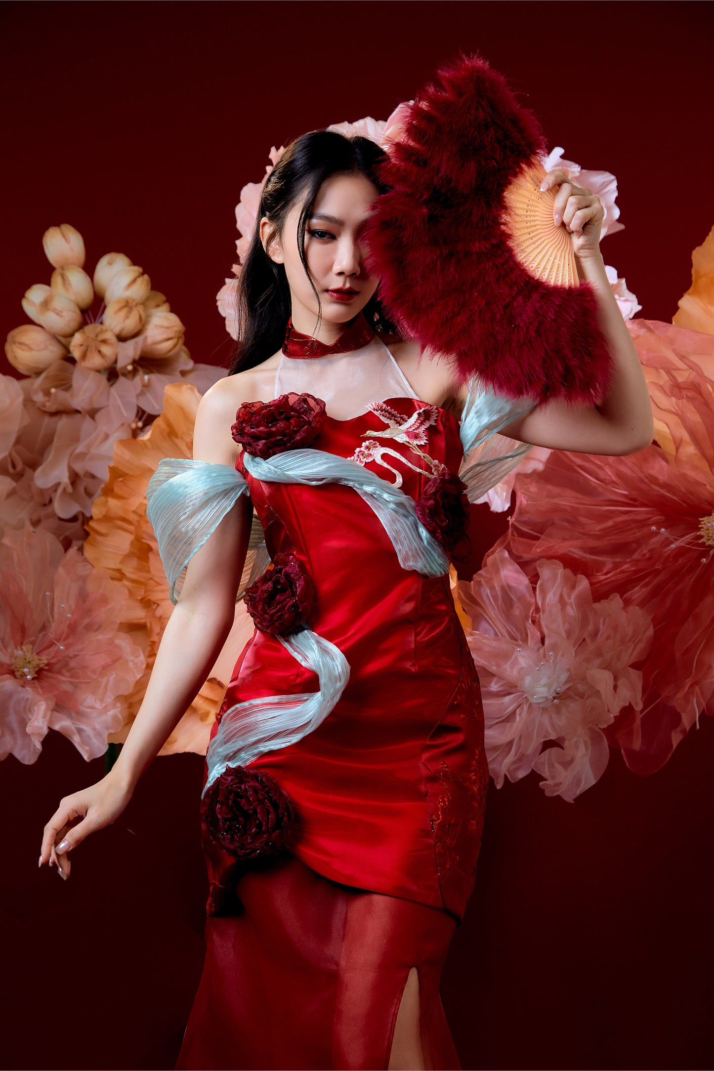 Yun Xi Dual Style Cheongsam (Crimson Red)