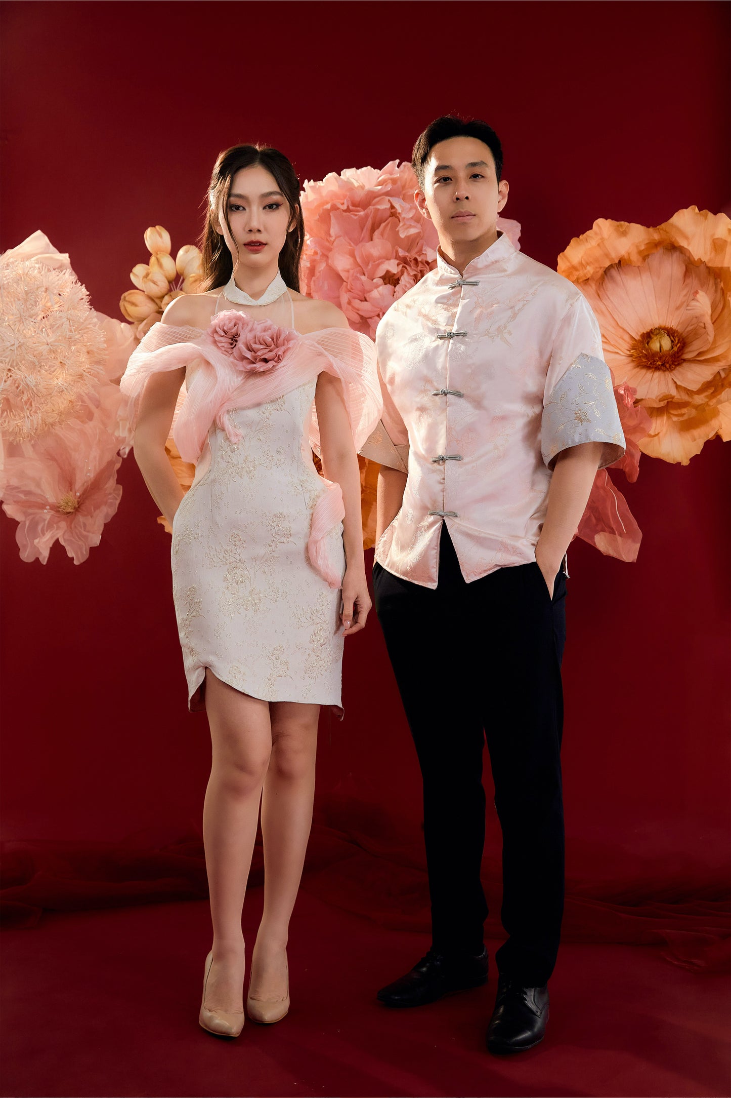 Yun Xi Samfu Top MEN(Soft Pink)