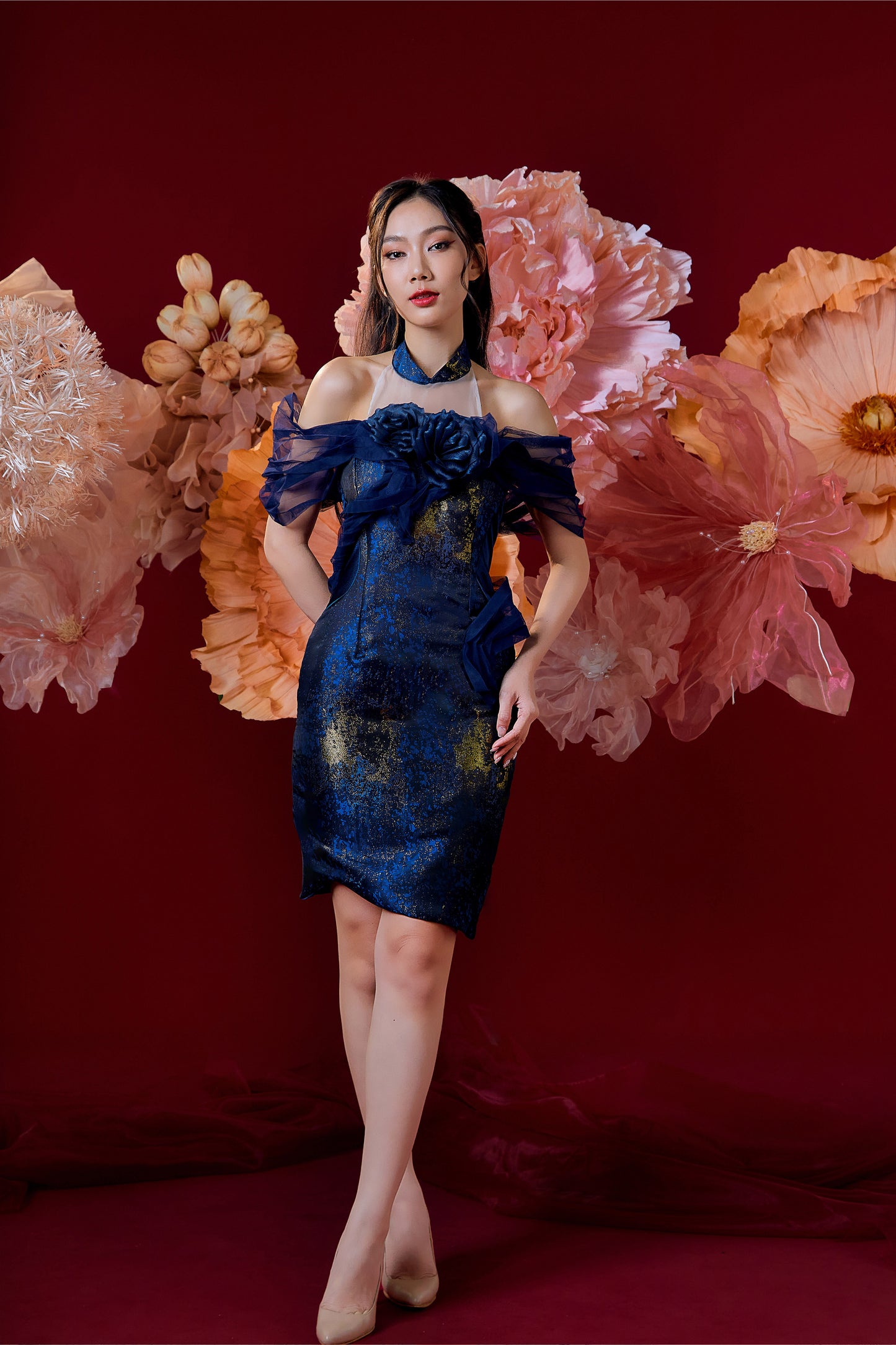 Xu Xu Cheongsam (Midnight Blue Gold)