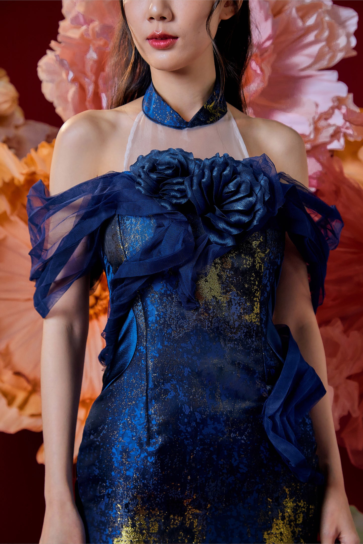 Xu Xu Cheongsam (Midnight Blue Gold)