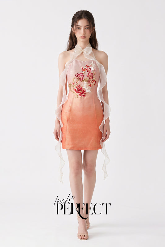 Koilie Ombre Shimmer Cheongsam (Tangerine)
